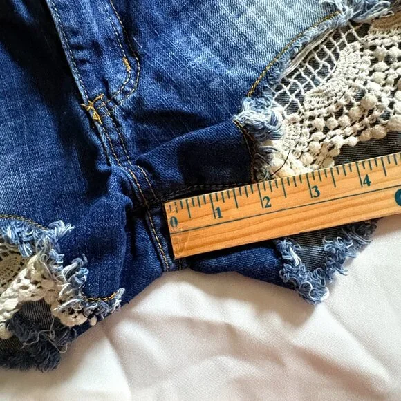 listacle Jean Shorts with Lace - Picture 9 of 9